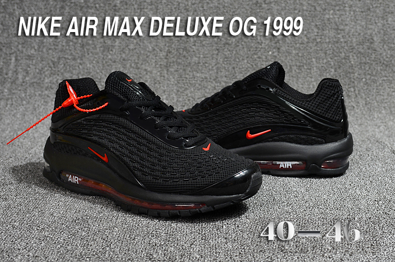 2018 Men Nike Air Max Deluxe OG 1999 All Black Red Shoes